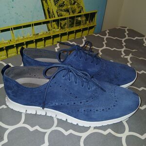 Cole HAAN zerogrand Lightweight Blue Suede Shoes Sz.8 B